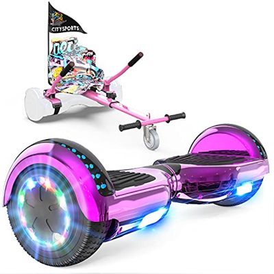GeekMe Patinete Eléctrico Auto Equilibrio con Hoverkart, Hover Scooter Board, Balance Board + Go-Kart 6.5 Pulgadas con Bluetooth, Luces LED, Regalo pa