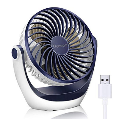 OCOOPA Ventilador con USB, Ventilador de mesa con fuerte flujo de aire y silencioso, ventilador portátil con velocidad ajustable, 360°, Escritorio y e