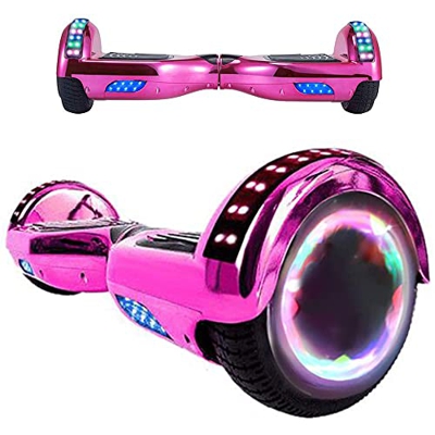 Magic Way Hoverboard - 6.5" - Bluetooth - Motor 700 W - Velocidad 15 km/h - LED - Patinete Eléctrico Auto-Equilibrio - para niños y Adultos (Rosa Crom