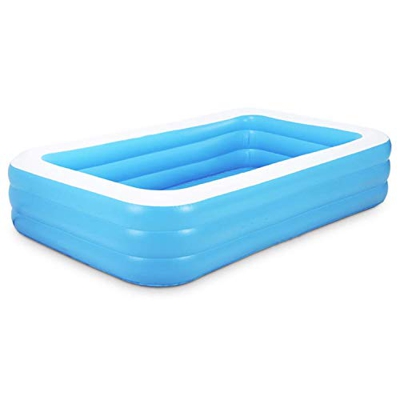 QASIMOF Piscina hinchable rectangular azul grueso PVC (155 cm)