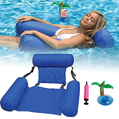 Auflosung Hamaca Inflable, Agua Silla Inflable de Flotación,Hamaca de Agua, 4 en 1 Hamaca Piscina Hamaca de Agua Flotante Plegable,Hamaca de Agua Pool