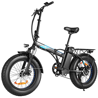 BIKFUN Bicicleta Electrica Plegable 48V 12.5Ah, Bicicleta Eléctrica de 20 Pulgadas, 250W Motor Sin Escobillas, Shimano de 7 Velocidades para Montaña, 