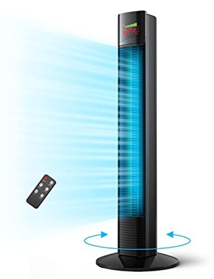 Ventilador de torre silencioso de 44 dB, con mando a distancia, 90 cm, ventilador de pie con temporizador de 12 horas, 9 niveles de velocidad, 3 model