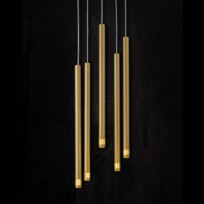 Lámpara colgante Sopel Laser, 5 luces, oro