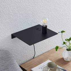 Lucande Malvina aplique, estante, USB, negro en oferta
