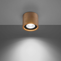 Foco de techo Solana madera redondo 1 luz características