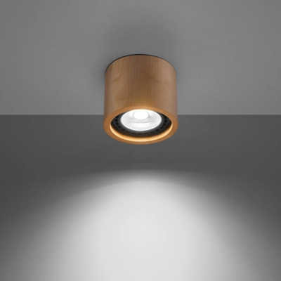 Foco de techo Solana madera redondo 1 luz