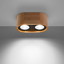 Foco de techo Solana madera redondo 2 luces características