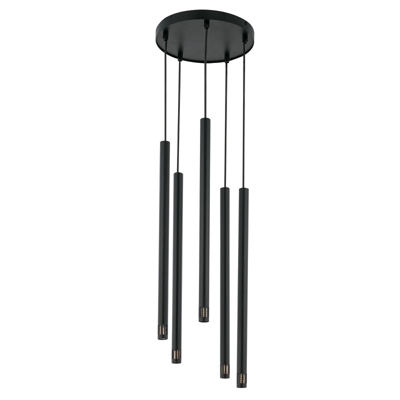 Lámpara colgante Sopel Laser, 5 luces, negro