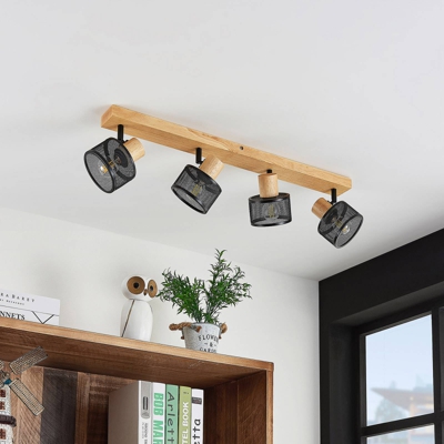 Lindby Evinora foco de techo de madera, 4 luces