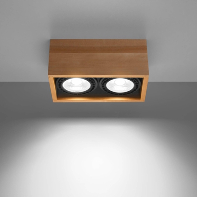Foco de techo Solana madera angular 2 luces