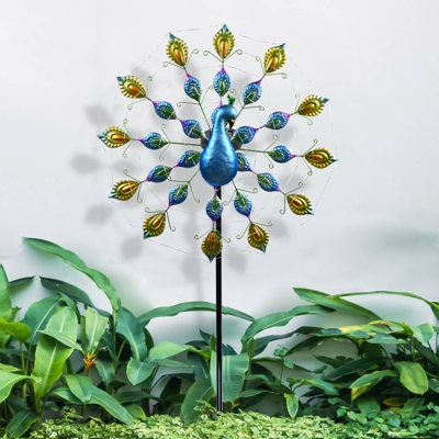 Lámpara LED solar 33878 con un pavo azul