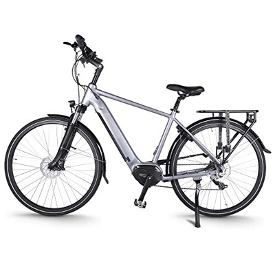 Accolmile City Bicicleta Eléctrica de Trekking Urbano 28", BAFANG 36V 250W M200 Torque Mid Motor, Ebike para Hombres y Mujeres, Batería de Litio de 14