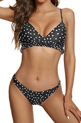 Voqeen Conjuntos de Bikinis para Mujer Push Up Bikini Traje de Baño Lunares Dos Piezas Ropa de Playa Traje de Baño (Negro, XL) en oferta