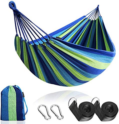 Hamaca de algodón de exterior para jardín portátil Campaña tela cama cuerdas oscilantes capacidad 200 kg