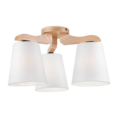 Plafón Hora, roble/blanco 3 luces