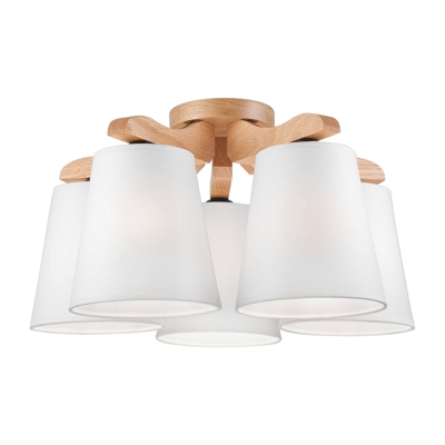 Plafón Hora, roble/blanco 5 luces