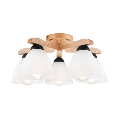 Plafón Haro, roble/blanco 5 luces