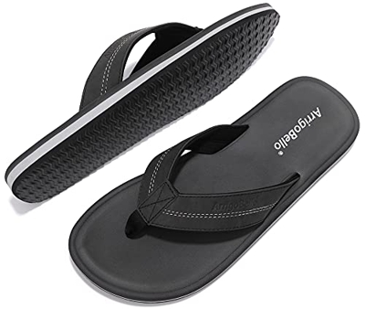 ARRIGO BELLO Chanclas Hombre Flip Flops Verano Playa Piscina Sandalias Al Aire Libre Vacaciones Ducha Gimnasio Cómodo Zapatos Talla 40-46 (Negro Oscur