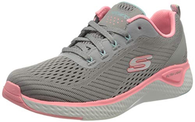 Skechers Solar Fuse Cosmic View, Zapatillas Mujer, Gris (Gray Mesh/Pink & Mint Trim Gypk), 41 EU