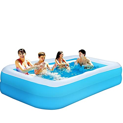 Piscina hinchable rectangular para jardín, balcón, para niños, niñas, fácil de montar, azul (181 x 141 x 46 cm)