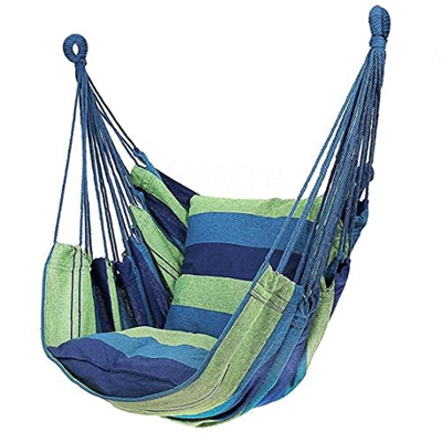 Hammock Chair MAX 300 Lbs Hammock Swing Chair with 2 Cushions Green 100x130cm(No Wooden Bar)