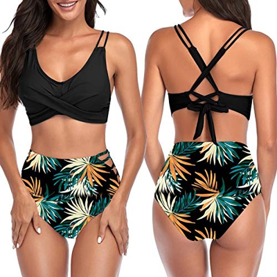 Conjuntos de Bikinis para Mujer, Trajes de Bao Push Up Bikini Conjunto Baador Mujer Ropa de Playa 2 Piezas Baador de Bao Tops y Cintura Alta Braguitas