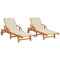 vidaXL 2X Madera Maciza de Acacia Tumbonas con Cojines Hamaca Cama Salón Diván Asiento Piscina Playa Jardín Patio Terraza Balcón Exterior Muebles características