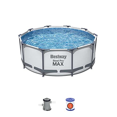 Piscina Desmontable Tubular Bestway Steel Pro MAX 305x100 cm con Depuradora Cartucho 1.249 L/H con Escalera