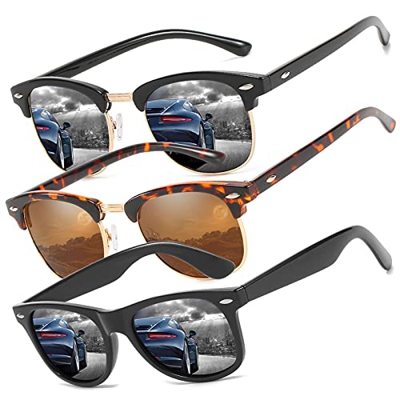 Perfectmiaoxuan Pack de 3 Gafas de Sol Hombre Mujer Polarizadas CAT 3 CE UV400 Gafas retro clásicas Conducción Correr Ciclismo Pesca Golf Verano Turis