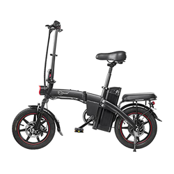 DYU Bicicleta eléctrica plegable de 14 pulgadas City E-Bike para adulto plegable, potente motor de 350 W, velocidad de hasta 25 km/h, extraíble 36 V 6 características