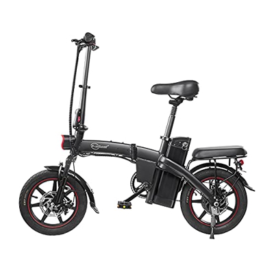 DYU Bicicleta eléctrica plegable de 14 pulgadas City E-Bike para adulto plegable, potente motor de 350 W, velocidad de hasta 25 km/h, extraíble 36 V 6
