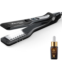 Swanliss Plancha de vapor con 100 ml de aceite de argán, plancha de pelo con función de vapor y placa de calor extraancha, 5 temperaturas ajustables d precio