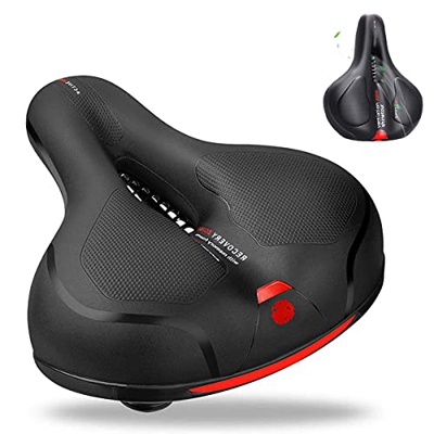 Sillín de Bicicleta - Asiento de Bicicleta de Gel Hueco y Ergonómico con 2 Amortiguadores y Marca Reflectante para MTB, Bicicleta de Carretera, Montañ