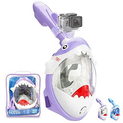 SHENMATE Máscara de Buceo para Niños con Tecnología Antivaho y Antifugas, Máscara de Snorkel con Soporte para Cámara y Campo de Visión de 180°, Nascar