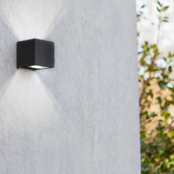 Aplique LED exterior Gemini negro mate ancho 8,8cm en oferta