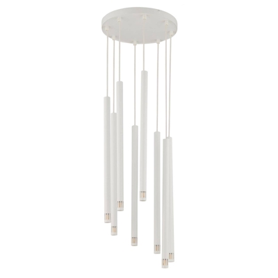 Lámpara colgante Sopel Laser, 8 luces, blanco
