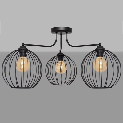 Plafón Cumera con pantallas jaula, 3 luces