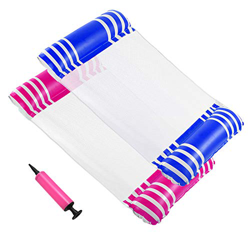 Cuskedye Hamaca inflable para piscina con malla inferior multiusos para silla de salón con hamaca Drifter (azul y rosa rojo) en oferta