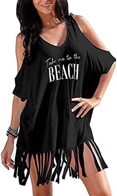 TBSCWYF Vestido de Playa Mujer Suelto Pareos Playa V-Cuello Camisolas y Pareos Bikini Traje de Baño Cover up Tunica Talla Grande Vestido Suelto de Bik