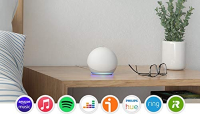 Echo Dot (4.ª generación), Blanco + Philips Hue White Pack de 2 bombillas LED inteligentes, compatible con Bluetooth y Zigbee, no se requiere controla