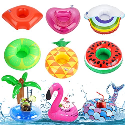 Soporte Inflable, Soporte Hinchable para Bebidas, 9 pcs Posavasos Hinchables, Titular de Bebida Inflable, Inflable Bebidas Copa, Flotador Inflable Pos
