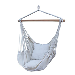 SUNNY GUARD Silla Hamaca Colgante Cuerda Columpio MAX 150 KGS Tejido de algodón de Calidad para una Comodidad Superior, Crema Duradera características