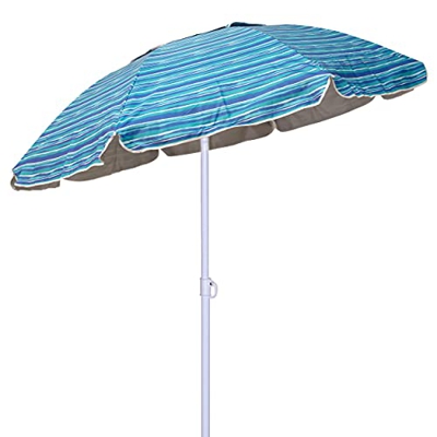 Besch Sombrilla para Playa, Jardín o Piscina, Acero e Inclinable con Protección Solar UV50+ (Ø 180cm, Raya Azul)