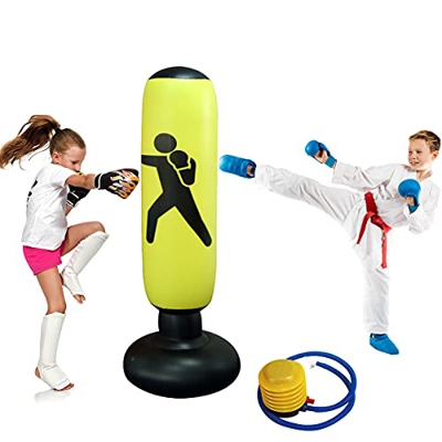 Saco de Boxeo, 160 cm Hinchable de Pie con Base Gruesa para Niños Adultos Ejercicio y Alivio del estrés
