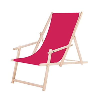 SPRINGOS Tumbona de madera con reposabrazos, plegable, para el tiempo libre, color marrón