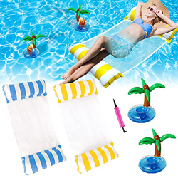 Faffooz Colchoneta Piscina Tumbona, 2 PCS Hamaca Flotante, 4 en 1 Pool Colchón Hinchable, Flotador Piscina Playa Cama de Agua Flotador de Malla Tumbon en oferta