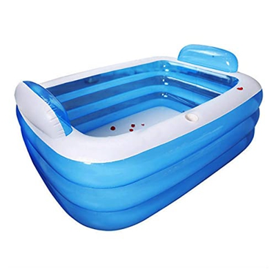 TrendClub100® Piscina hinchable de PVC para niños y adultos, piscina de exterior, piscina de pie, óptima para jardín, terraza, balcón, rectangular, az