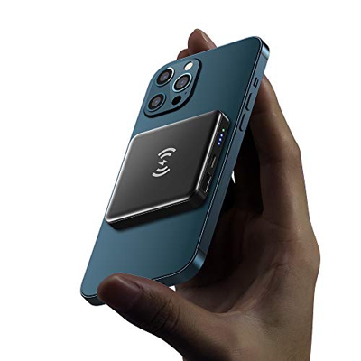 Batería externa magnética para cargador inalámbrico, cargador magnético portátil de 5000 mAh, USB C, fuente de alimentación de emergencia, adecuado pa