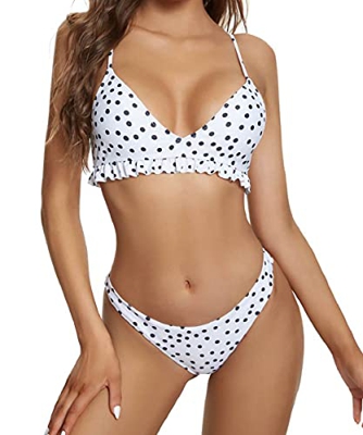 heekpek Bikinis Mujer Sexy Triangulo Bikini Brasileño Conjunto de Bikini Mujer Volantes Puntos Bikini Set Traje de Baño de Dos Pieza
